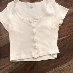 Brandy Melville Cream Button-Up Kids Top